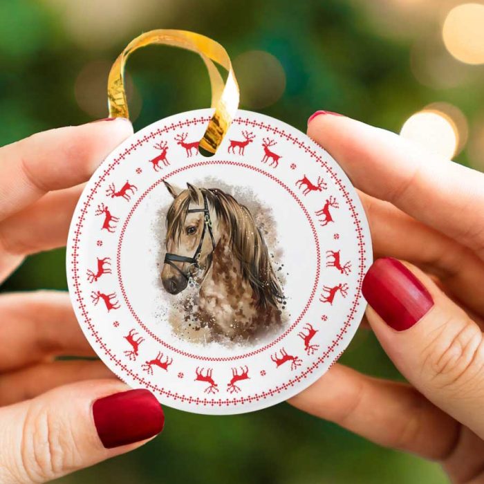 Merry Christmas Dragon Reindeer Ceramic Ornament