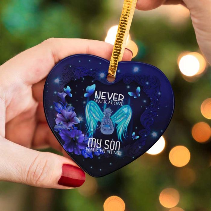 Never Walk Alone My Son Family Love Ceramic Ornament