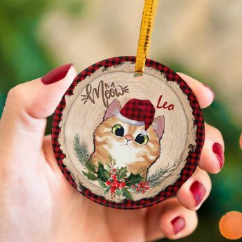 Personalized Cat Meowy Christmas Custom Name Ceramic Ornament