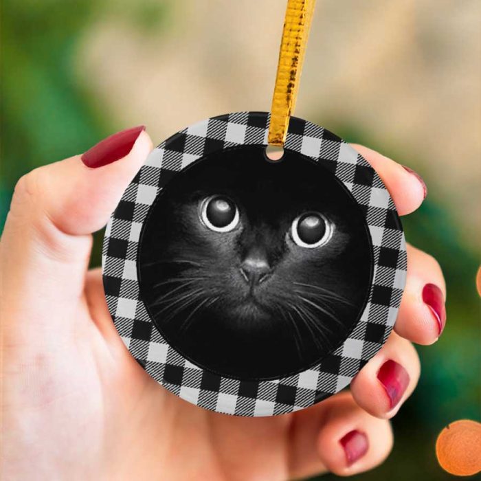 Personalized Funny Cat Face Gift For Cats Lover Custom Photo Ceramic Ornament