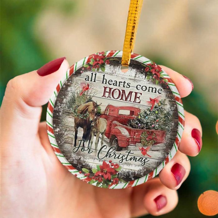 All Hearts Come Home For Christmas Ceramic Ornament