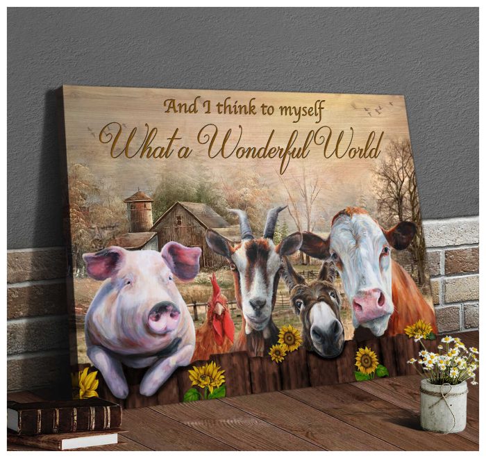 And I Think To My Self Farm Farmhouse Animals Canvas Prints Wall Art Decor