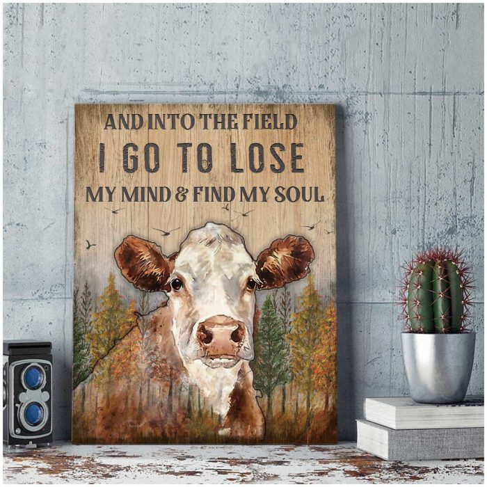 And Into The Field Hereford Cow Canvas Prints Wall Art Decor