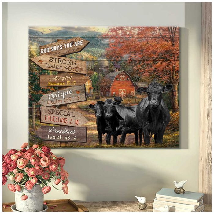 Angus Cows God Says You Are Canvas Prints Wall Art Decor