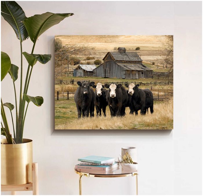 Cows And Barn Beautiful Canvas Prints Wall Art Decor