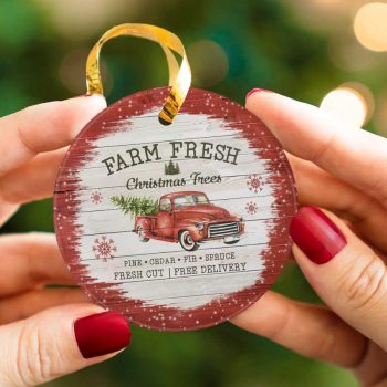 Farm Fresh Christmas Tree Ceramic Ornament