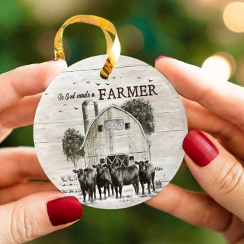 Farm So God Made A Farm Cow Ceramic Ornament