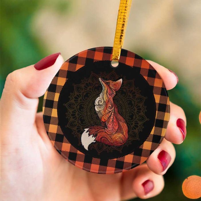 Fox Pattern Merry Christmas Decor Gifts Ceramic Ornament