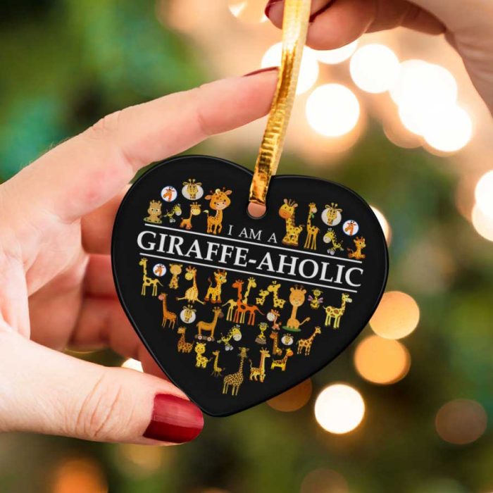 Funny I Am A Giraffe-Aholic Lover Gifts Ceramic Ornament