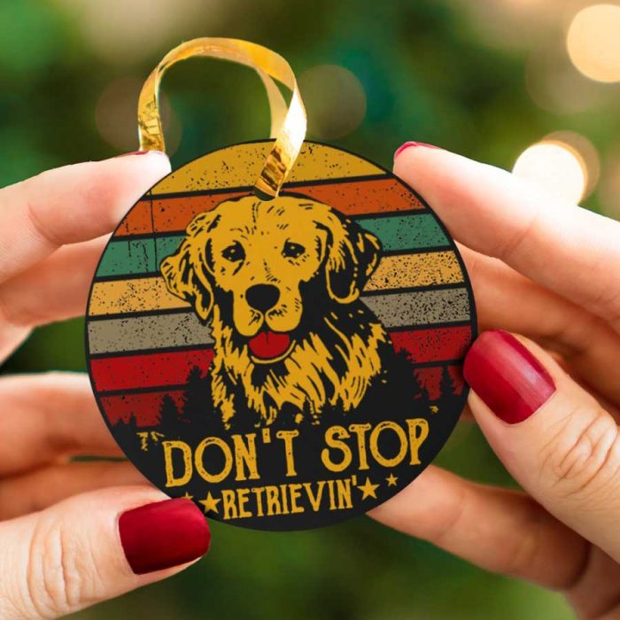 Golden Retriever Don't Stop Retrievin' Dog Lover Ceramic Ornament
