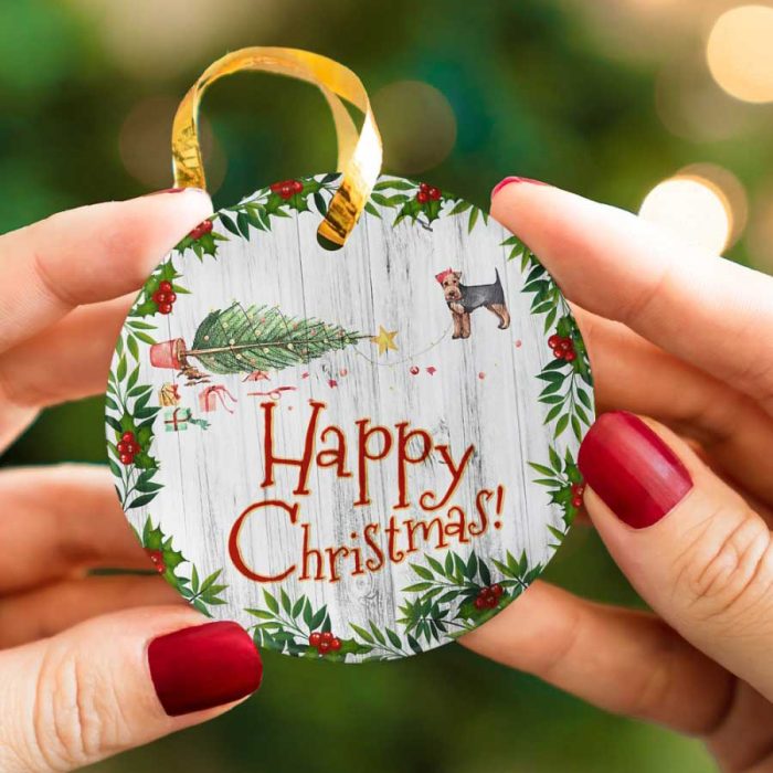 Happy Christmas Pet Welsh Terrier Dog Lover Ceramic Ornament