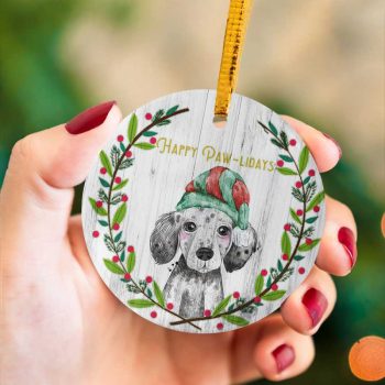 Happy Paw-lidays Merry Christmas Dog Lover Ceramic Ornament