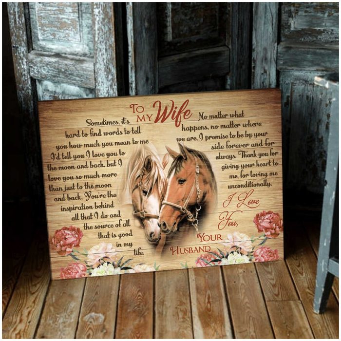 Horses To My Wife It'S Hard To Find Words Canvas Wall Art Farmhouse Decor