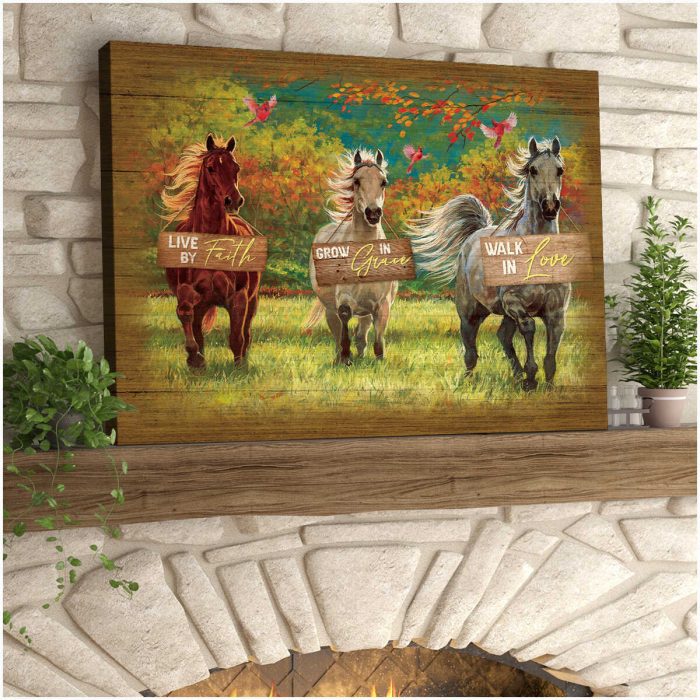 Live By Faith Horse Canvas Prints Wall Art Decor