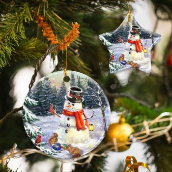 Lovely Snowman Ceramic Ornament