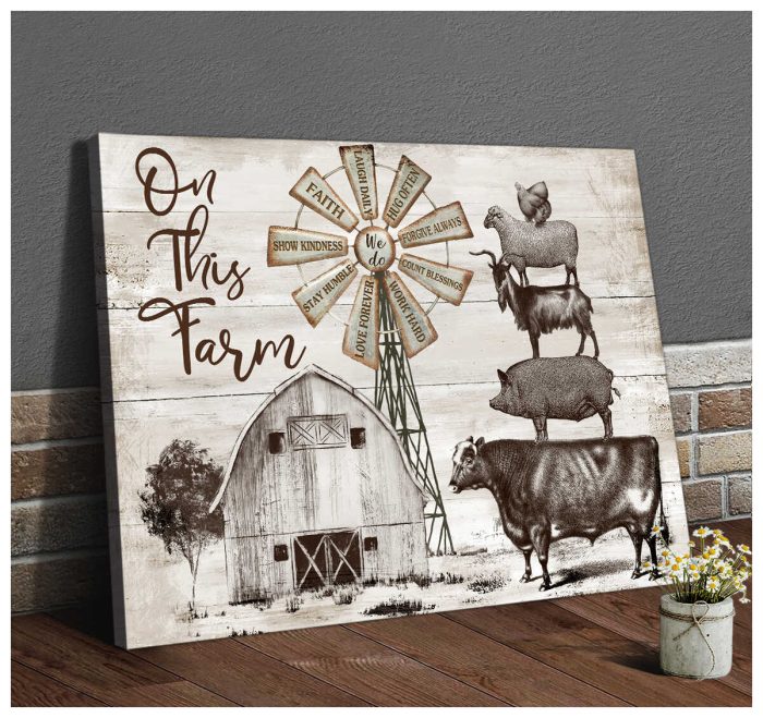 On This Farm Cattle Farmhouse Farm Canvas Prints Wall Art Decor