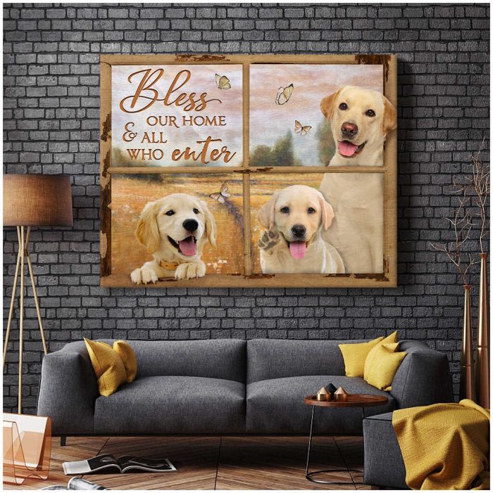 Window Labrador Retrievers Bless Our Home And All Who Enter Canvas Prints Wall Art Decor