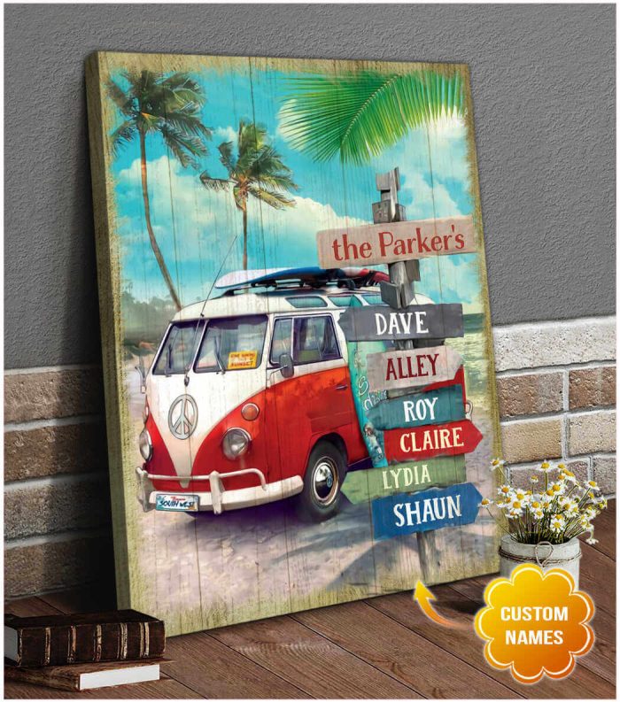 Beach And Camper Family Customized Canvas Prints Wall Art Decor