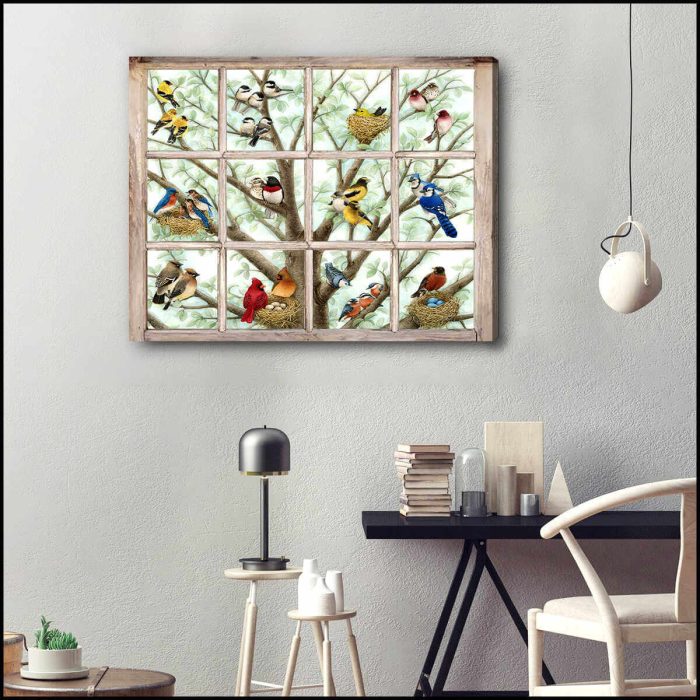 Birds Window Canvas Prints Wall Art Decor