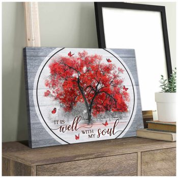 Butterfly And Tree Canvas It Is Well With My Soul Wall Art Decor