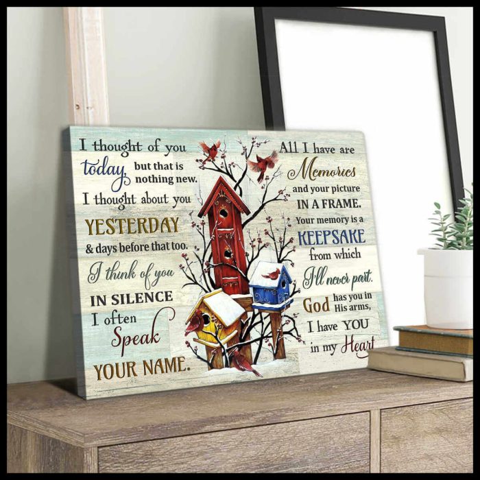 Cardinal Memorial Canvas I Thought Of You Wall Art Decor