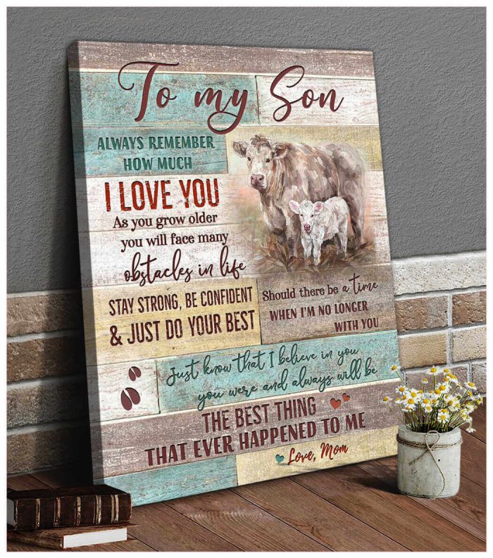 Family Cow Motherhood Canvas To My Son Wall Art Decor