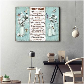 Family Rules Hummingbird Canvas Wall Art