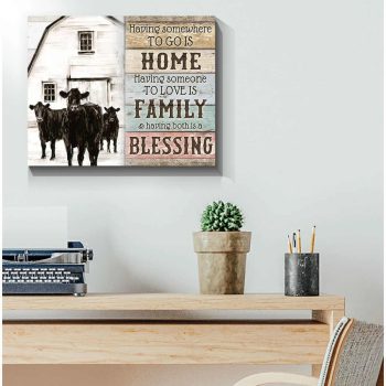 Farm Farmhouse Angus Cows Canvas Having Both Is A Blessing Wall Art Decor