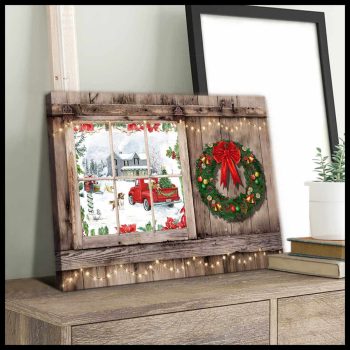 Farm Farmhouse Canvas Christmas Window Wall Art Decor