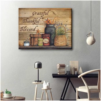 Farm Farmhouse Canvas Thankful Grateful Blessed At Wall Art Decor