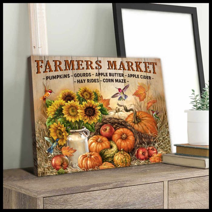 Farm Farmhouse Hummingbirds Canvas Farmers Market V.2 Wall Art Decor