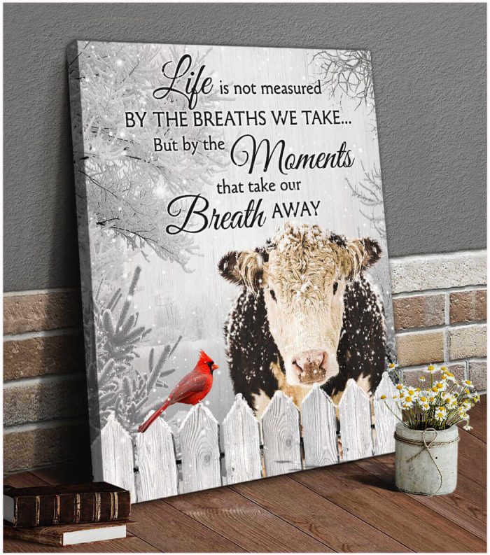 Hereford Cow And Cardinal Canvas The Moments That Take Our Breath Away Wall Art Decor
