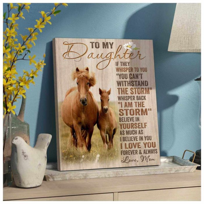 Horse Canvas To My Daughter Wall Art Decor
