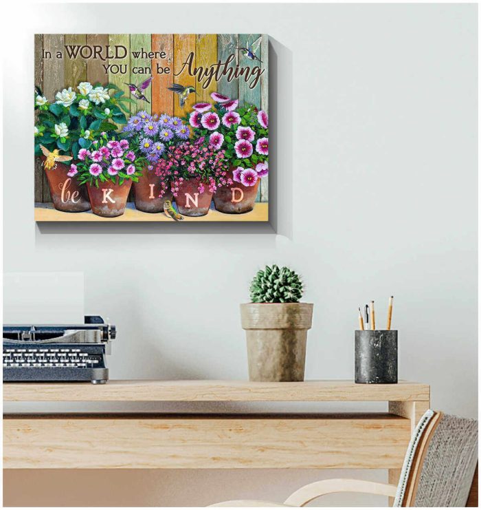 Hummingbird Canvas Be Kind Wall Art Decor