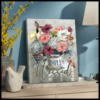 Hummingbird Canvas Simply Blessed Wall Art Decor