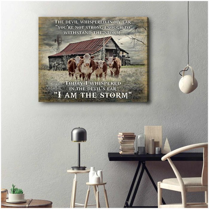 I Am The Storm Hereford Cows Canvas Wall Art