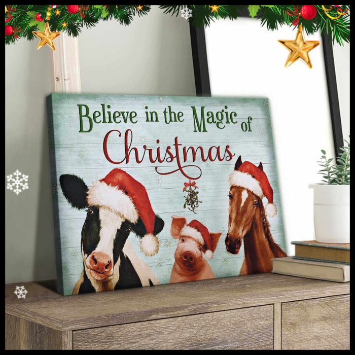 Magic Of Christmas Farm Animals Farmhouse Canvas Prints Wall Art Decor