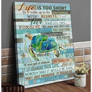 Turtle Canvas Life Is Too Short Wall Art Decor