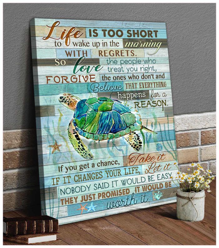 Turtle Canvas Life Is Too Short Wall Art Decor