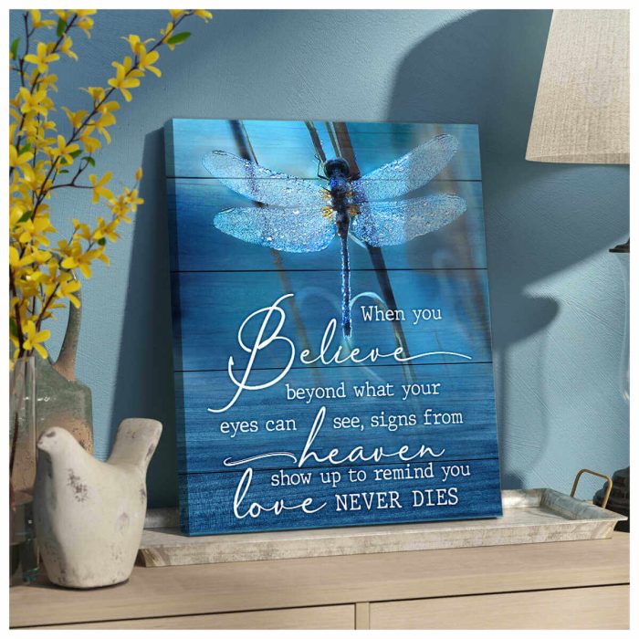 When You Believe Dragonfly Canvas Wall Art