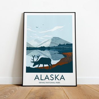Alaska Travel Canvas Poster Print - Denali National Park Alaska Print Alaska Poster Denali Print