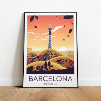 Barcelona Evening Travel Canvas Poster Print - Park Güell Barcelona Poster Travel Canvas Poster Prints