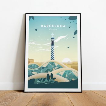 Barcelona Traditional Travel Canvas Poster Print - Park Güell