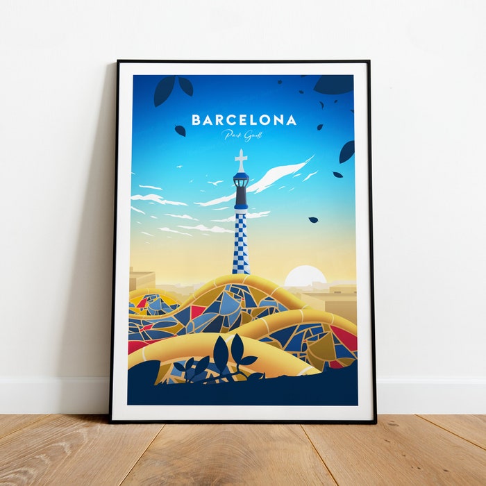 Barcelona Traditional Travel Canvas Poster Print - Park Güell Barcelona Poster Travel Canvas Poster Prints