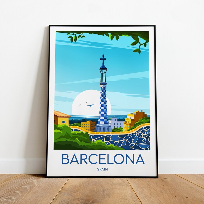 Barcelona Travel Canvas Poster Print - Park Güell