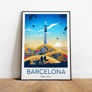 Barcelona Travel Canvas Poster Print - Park Güell Barcelona Poster Travel Canvas Poster Prints