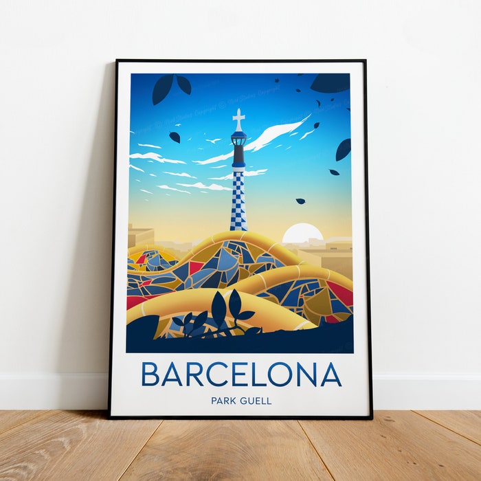 Barcelona Travel Canvas Poster Print - Park Güell Barcelona Poster Travel Canvas Poster Prints