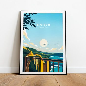 Big Sur Traditional Travel Canvas Poster Print - National Park Big Sur Print Big Sur Poster
