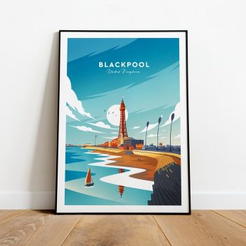 Blackpool Traditional Travel Canvas Poster Print - United Kingdom Blackpool Poster