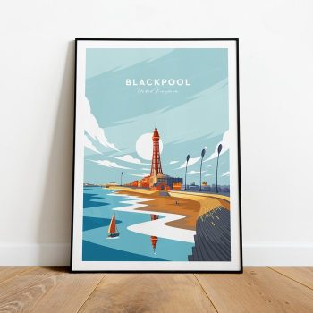 Blackpool Traditional Travel Canvas Poster Print - United Kingdom Blackpool Poster
